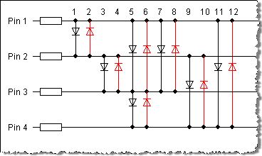 charlieplexing circuit with 4 pins